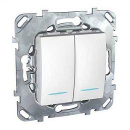 Изображение продукта Выключатель двухклавишный с подсветкой Schneider Electric Unica 